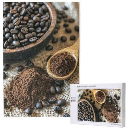 coffee Jigsaw Puzzles for Adults 500 Piece, Jigsaw Puzzle Coffee Beans Jigsaw Puzzles for Kids Girls Beginners, Wooden Puzzle with Gift Box Packaging for Home Bedroom Decor, Gifts for Women Man -6783