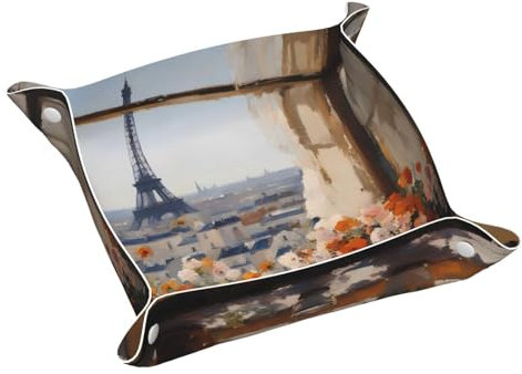 WZYWHJ Leder-Ablagetablett für Nachttisch, Schreibtisch, Schminktisch und mehr – leicht zu reinigen, kleine, schöne Pylonen in der Ferne