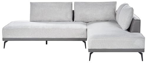 Beliani Ecksofa Stoff Kunstleder linksseitig 3-Sitzer modular grau/grau Myken