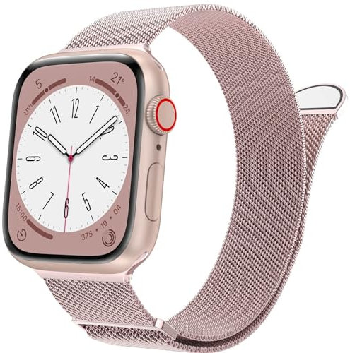 SOMKB Per Apple Watch serie 9, Ultra 2, SE, Ultra 8 7 6 5 4 3 2 1 38mm 40mm 41mm 42mm 44mm 45mm 49mm per donna e uomo, sostituzione chiusura magnetica con anello in rete in acciaio inossidabile(C,41/4