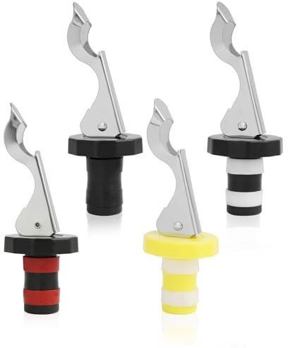 Set de 4 Bouchons de Bouteille Réutilisables en Silicone et Acier Inoxydable, Hermétiques et Étanches, pour Vin, Bière, Champagne - Conserve la Fraîcheur des Liquides,Pour toutes les occasions
