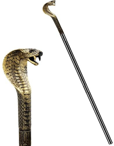 Gwezmxs Gehstock Fasching, Zepter Kostüm Accessoire für Karneval, Mottoparty, Cosplay, Halloween, Schlangenkopf-Design, Costume Walking Cane Snake, 82CM