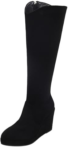 LarDorLin Donna Zeppa Knee High Plateau Suede Boots
