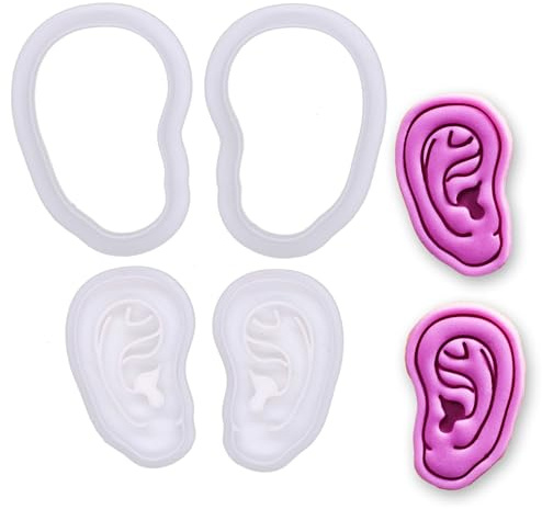 BAKERLOGY Menschliche Ohren Mini Ausstechformen & Stempel Set – Lustige Anatomie Fondant Prägestempel für Medizinisches Backen, Cupcake Toppings & Gruselige Leckereien