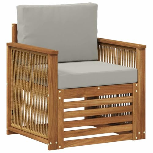 vidaXL Outdoor Mittelsofa Natur, Moderne Outdoor-Couch, modulare Möbel, wetterfestes Gartenlounge, Bequeme Terrassen-Sitzgruppe