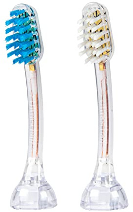 emmi-dent 2x Zahnbürstenaufsatz SB2 (1x Blau+ 1x Weiß) I Ideale Ersatzbürsten für Zahnspangenträger I Für alle emmi-dent Ultraschallzahnbürsten der Metallic- & Professional-Serie (SB2 (2er Pack))