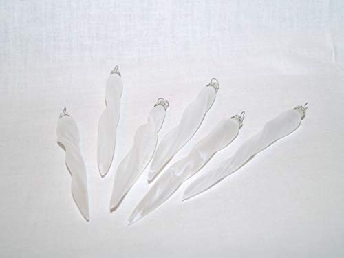 Jingle Bells Lauscha Hängender Eiszapfen weiß 6 Stck. Glas Hängeschmuck Weihnachten