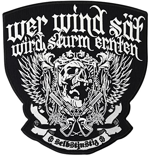 XXL Wer Wind Sät Wird Sturm Ernten Selbstjustiz Winged Bootboys Biker Aufnäher