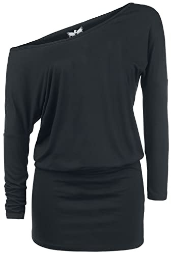 Black Premium by EMP Damen schwarzes kurzes Langarm-Kleid mit freier Schulter