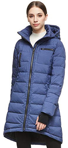 OROLAY Piumino da Donna con Cappuccio e Piumino da Esterno di Media Lunghezza Blu S