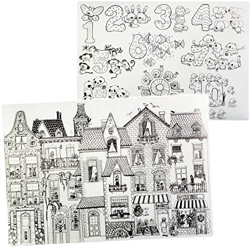 alles-meine.de GmbH 2 Stück XL - Mal & Bastel & Knet - Unterlagen/Schreibtischunterlagen - Motiv-Mix - 68 cm * 48 cm - zum bemalen anmalen - Platzdeckchen - abwischbar abwasc..