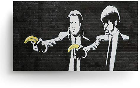 Decords Banksy Pulp Fiction Movie Art Print Retro Poster - Vintage Ficiton Dekor Heimgeschenk - Samuel Jackson Tarantino John Travolta Horizontale Wand
