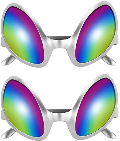 NUOBESTY skurrile Alien Brille Alien Kostüm Brille dekorative Brille Foto Requisiten Party Brille Party Favors 2ST (Silberrahmen)