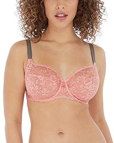 Freya Women's Offbeat Underwire Side Support Bra Plunge, Semi-Sheer, Rosehip, 38GG