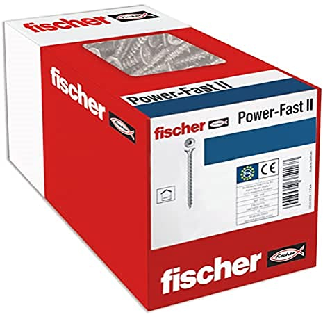 fischer PowerFast II CTF 4,5 x 35, Spanplattenschraube (200 Stk.) mit Vollgewinde, Senkkopfschraube mit Innenstern, Schraube für Holzverarbeitung, reduziert Einschraubwiderstand & Einschraubzeit