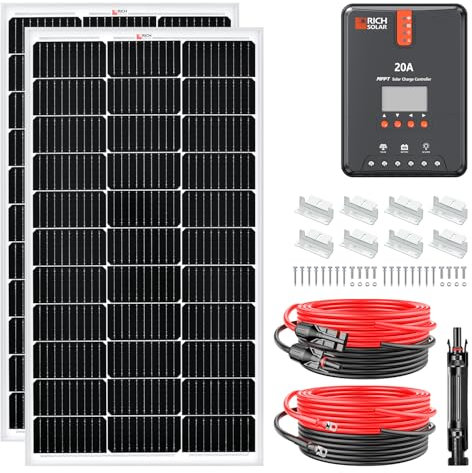 RICH SOLAR Kit solar monocristalino de 200 vatios y 12 voltios