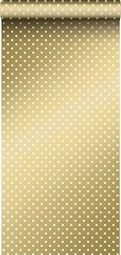 ESTAhome Tapete Punkte Gold und Weiß - 139114-0,53 x 10,05 m
