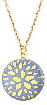 lille mus Halskette mit Porzellan-Anhänger BLUMENSTERN - Blau/Gold Porzellanschmuck Kette