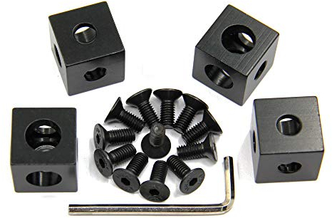 Befenybay 4PCS Schwarzer Eckhalterungswürfel (20 x 20 x 20 mm) für Aluminium-Extrusionsprofil 2020 mit 6 mm Schlitz (Würfelecke)