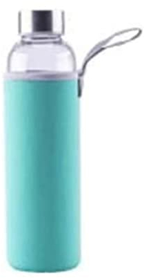 axentia Unisex – Erwachsene Wasserflasche Trinkflasche aus Glas, türkis, 1 l