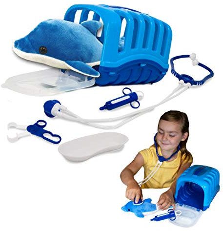 My Little Vet Basket - Baby Delfin Set von Deluxebase. Tierarzt Spielset für Kinder. EIN niedliches Tierset, das perfekt zum kreativen Spielen ist