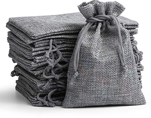 Naler 24 x Jutesäckchen Hellgrau Jute Beutel für Adventskalender Stoffbeutel Natur Säckchen Geschenksäckchen - 10 x 14 cm