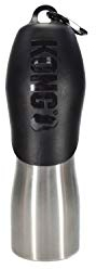 KONG H2O Stainless Steel Dog Water Bottle & Pet Travel Bowl, 25 oz - Black
