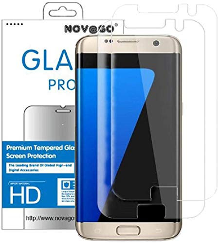 NOVAGO Compatible Samsung S7 Edge- Pack de 2 Films Protection écran Verre trempé résistant modèle Compatible Coque et Housse (Transparent)