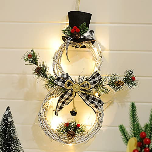 Bseical Christmas Wreaths for Front Door Light up Christmas Wreath, Large Christmas Door Wreath, Xmas Wreaths With Lights for Front Door Christmas Decor, LED Berries Xmas Decor (Black+White)