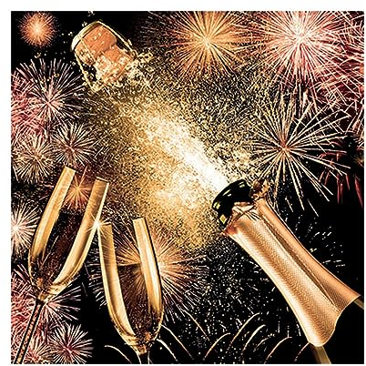Ambiente Serviette Lunch 33x33 cm Motiv: Popping cork - Sektflasche Feuerwerk Silvester 20 Stück pro Packung