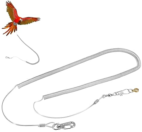 Vogel Training Seil, 6m/236,2 Zoll Papageien Vogel Anti-Biss Fliegendes Fußfessel Leine Kits Papagei Fußkette Haustier Outdoor Traktion Training Seil mit Edelstahl fußkette für Aras Unzertrennliche