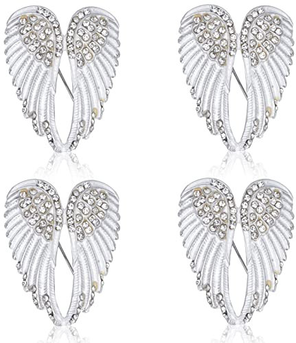 Cyrank 4 pièces Broches Aile d'ange, Grandes Broches décoratives émail Cristal Insecte Broche métal Cristal Broche Broches Broches Mignonnes pour Femmes Hommes(Blanche)