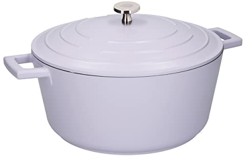 MasterClass Large Casserole Dish with Lid, Lightweight Cast Aluminium, Induction Hob and Oven Safe, Lavender, 5 Litre/28 cm