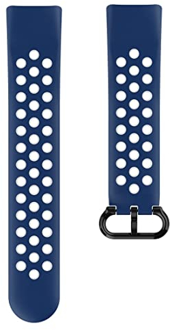 Hama Fitbit Uhrenarmband 22 mm (verstellbares Ersatzarmband für Smartwatch Fitbit Charge 5, Sportarmband atmungsaktiv zum Tauschen, Silikon Wechselarmband, Edelstahl Druckknopf) blau/grau