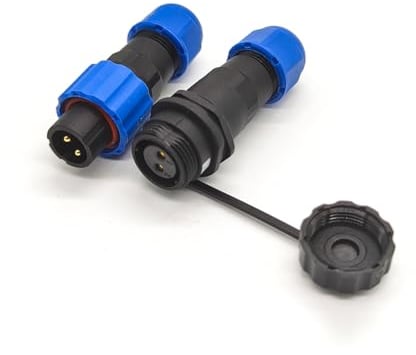 Elecbee SP13 Series Aviation Waterproof Connector - Industrial Plug Socket, Circular Cable IP68 Male Plug Female Socket, In-Line Type One Pair 2 Pin With Waterproof Cover