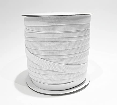 100 Meter Gummiband auf Rolle, Breite 15 mm, elastisches Nähband, Gummiband zum Nähen auf Kleidung und Basteln, elastisch zum Nähen, Weiß (101)