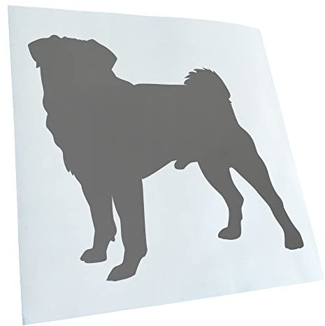 Kiwistar - Autoaufkleber - Grau - 24x22cm Mops Hundrasse Pug Carlin - Heckscheibe Auto Aufkleber wetterfest für Kfz LKW Mofa Truck - Sticker außen selbstklebend Tuning Zubehör für Fenster Fahrzeug