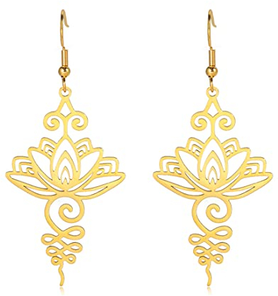 Lotus baumelnd Yoga Ohrringe Blume Stäbe Zart Niedlich Trendy Meditation Chakra Mode Schmuck Mädchen Frau Geschenk (gold)