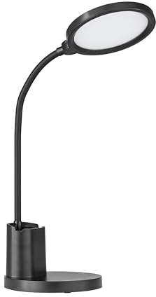 EGLO LED Akku Tischlampe Rehamna, aufladbare Nachttischlampe touch dimmbar, Schreibtischlampe Büro mit USB Ladefunktion, Kunststoff in Schwarz, warmweiß-kaltweiß