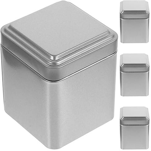 4 Stück Eckige Teedose Für Losen Tee : Silberne Luftdichte Teedosen Aufbewahrungsdosen Für Tee SüßIgkeiten Und GewüRze,50G VorratsbehäLter Für Zuhause Und Büro Mehl- Oder Gewürzdose