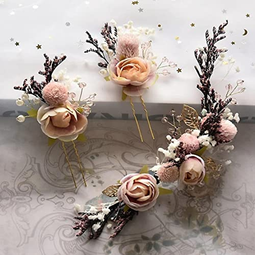 Haarschmuck, Tiara, Hochzeitskrone, Braut-Trockenblumen-Kopfschmuck, Spitze, Perlen-Haarnadeln, modische Damen-Kopfbedeckung, eleganter Haarschmuck, Hochzeitszubehör, Haarschmuck – wie abgebildet