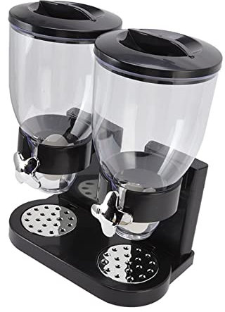 Müslispender, Müslispender für die Arbeitsplatte, Gleichmäßige Verteilung, Doppelbehälter für die Küche (Schwarz)
