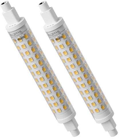R7s LED 118mm Bombilla 10W Regulable, Luces de Inundación Tipo J de Doble Extremo (100W Halógeno T3 Equivalente),3000K 1000LM,Luz Lineal Lámparas de pared/seguridad/suelo,Paquete de 2 (Blanco Cálido)