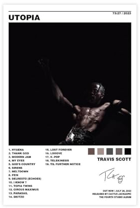 Radioisld Travis Scott Poster, Utopia Rapper, Musikalbum, Leinwand, 61 x 40.6 cm, ungerahmt
