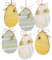 Logbuch-Verlag 6 große Ostereier Holz Eier zum Aufhängen 11 cm blau weiß gelb Ostern Deko Osteranhänger