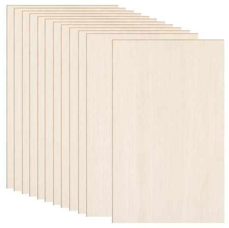 12 Pack Basswood Sheets 12 x 8 x 1/13 Inch Thin Plywood Balsa Wood Boards for Crafts, Laser Cutting, Wood Burning and Drawing