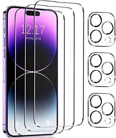 [3+3 Pack] Screen Protector for iPhone 7 Plus with Camera Lens Protector, 9H Hardness Full Coverage Tempered Glass Film for iPhone 7 Plus Bubble Free, Ultra Resistant, Case Friendly