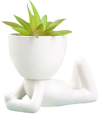 Ghjkldha Blumentopf Figur Pflanzgefäß Figur Blumenvase Menschliche Figur Vase Blumentopf Desktop Vase | Menschlicher Körper geformt Kleine Sukkulenten Töpfe Menschen Pflanzgefäß Kopf Gesicht