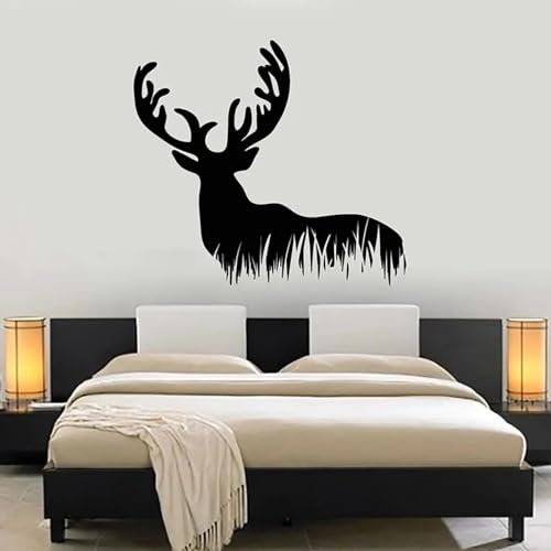 SHELOG Hirsch-Wandtattoo, Wildtiere, Wald-Silhouette, Vinyl-Fensteraufkleber, Schlafzimmer, Jagd, Hobby, Club, Innendekoration, Tapetenkunst