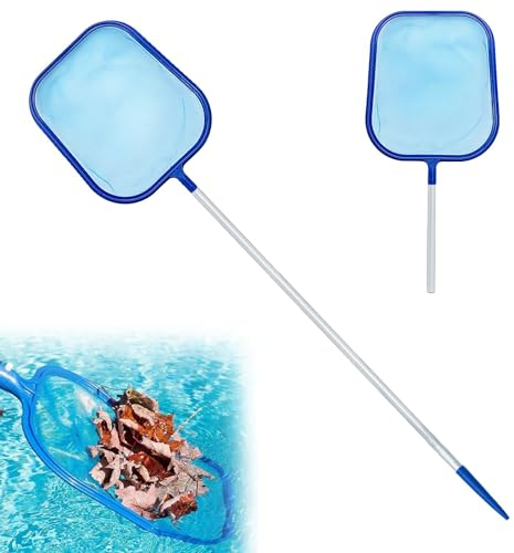 Bakiauli Pool Kescher, Schwimmbad Blätter Reinigung Kescher Teich Aluminium Kescher Feinmaschig für Aquarium Brunnen Whirlpool Spa Fisch Tank Teiche (155 cm)